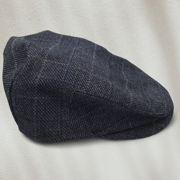 Stetson L/XL Black Gray Tweed Driving Ivy Flat Cap NWT Snap Front Retro Inspired - Picture 2 of 9